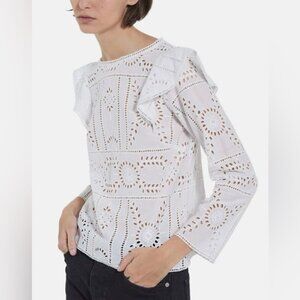 !NWT! The Kooples Ruffle Eyelet Blouse